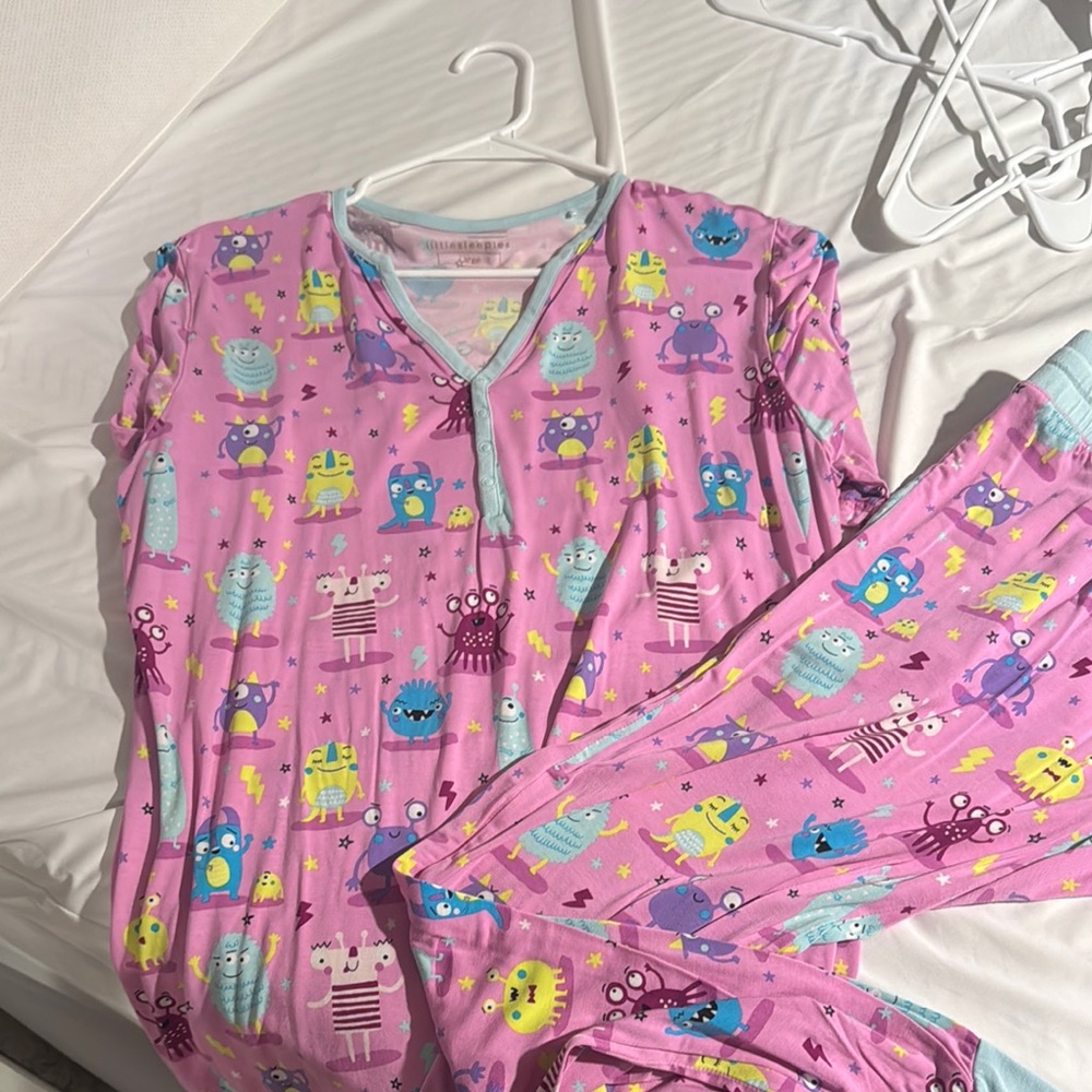Monster Print Pajamas - Pink little sleepies